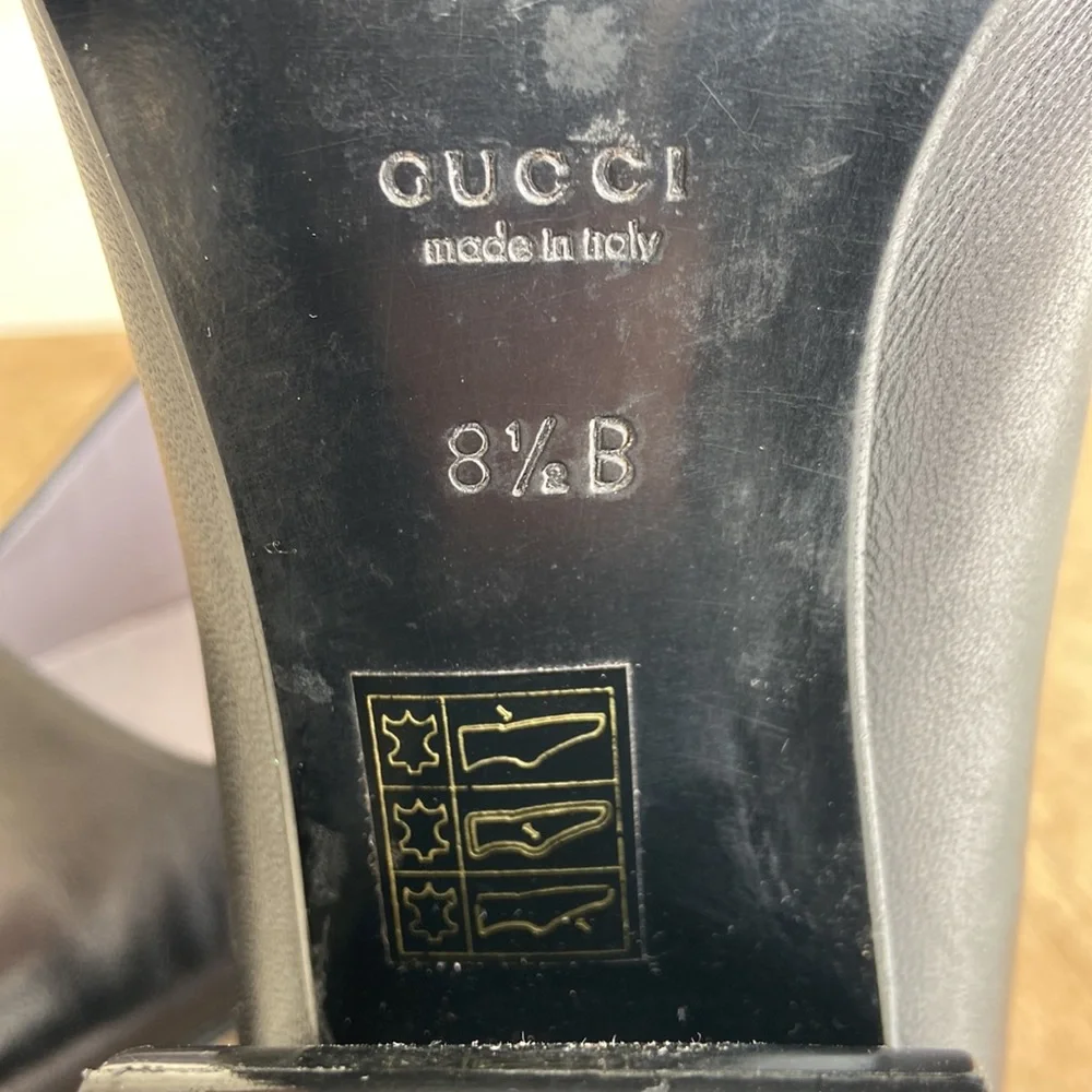 Gucci Leather Square Toe Mid-Heel Pump Shoes Women's Size 8.5 - Picture 8 of 10